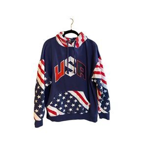 New York area code 212 women’s USA flag hoodie, size large